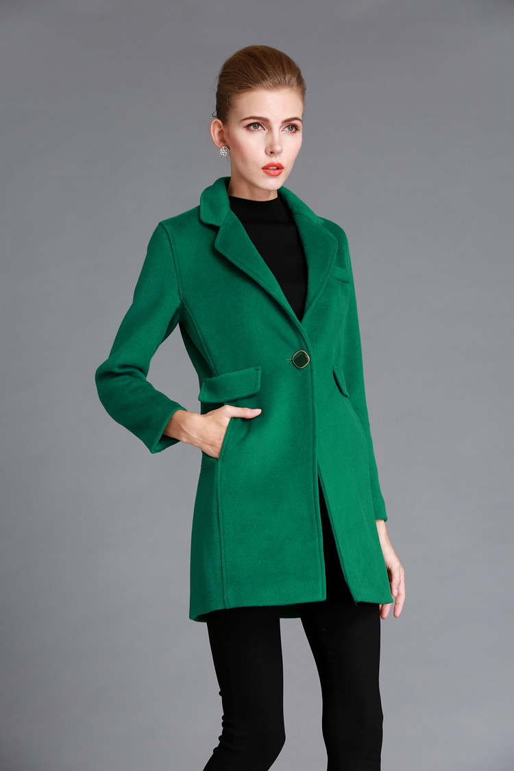 欧美精品双面羊绒哥弟新款洋装中长上衣手工羊毛呢大衣外套女