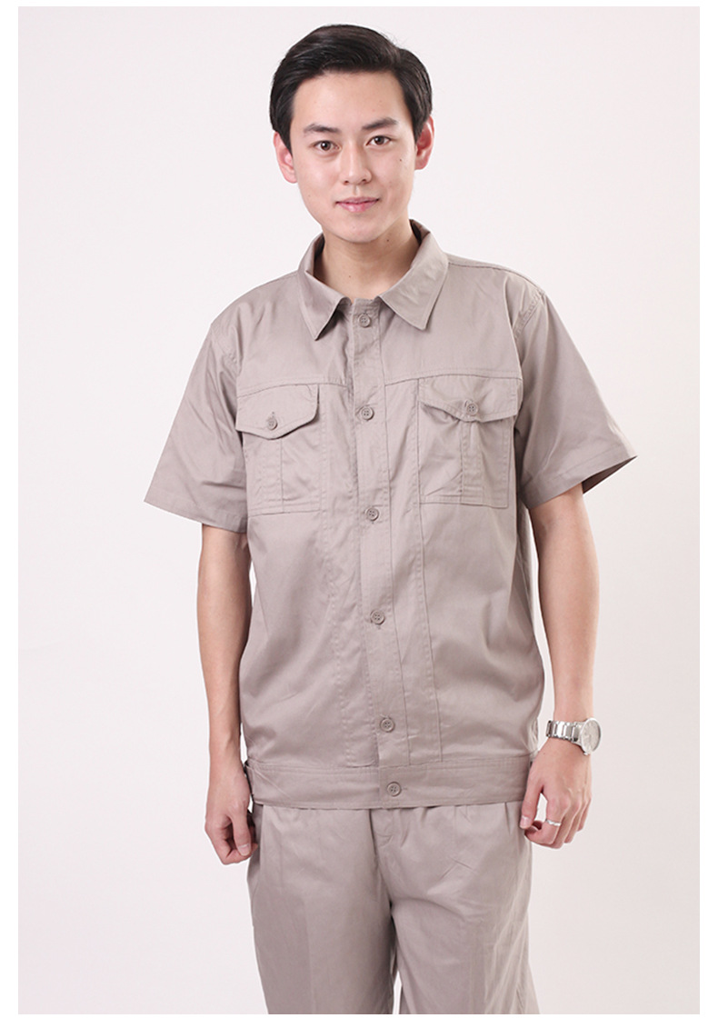 2016夏季男装男式纯棉工作服短袖t恤套装劳保服汽修服男