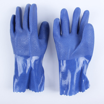 蓝色全胶挂里耐油耐酸碱防腐蚀防水渔业工业化工作业浸胶手套