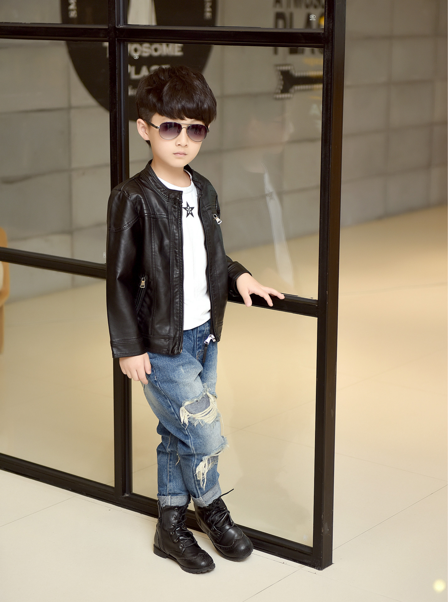 童装皮衣2016春季男童外套韩版儿童皮夹克中大童pu皮春秋装潮