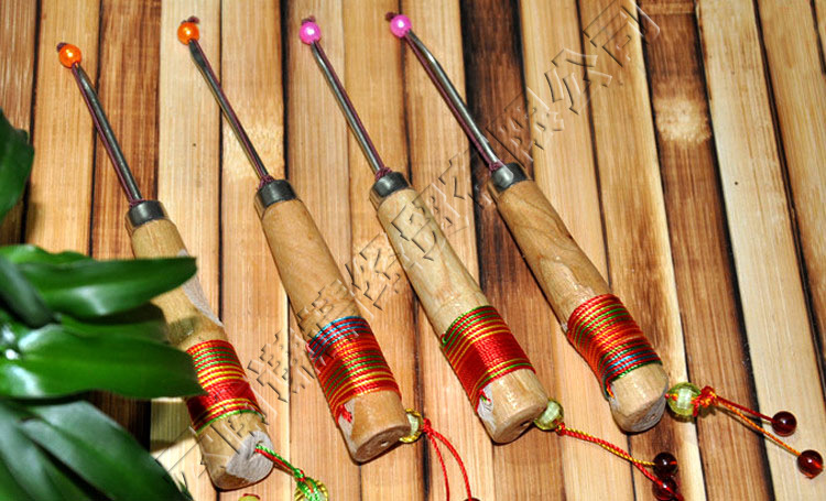 厂家直销批发扁头茶针彩色绳s柄带保护针头民族手工制作彩线撬茶