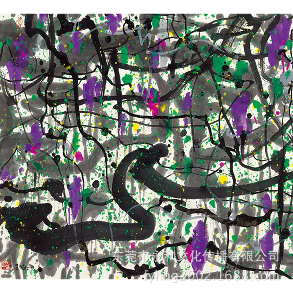 【中外经典名画-高端装饰文教礼品】吴冠中 紫藤68x136cm