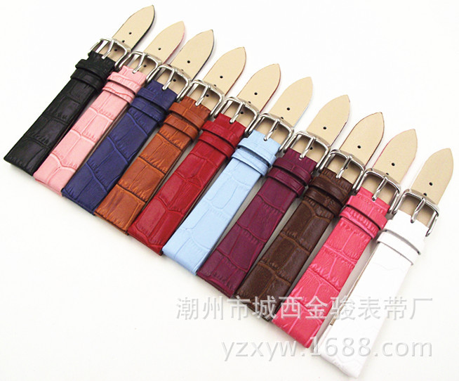 Leather Strap Ultra-Thin Calf Leather Bamboo Crocodile Pattern Color Watch Strap for Men and Women Watch in Stock