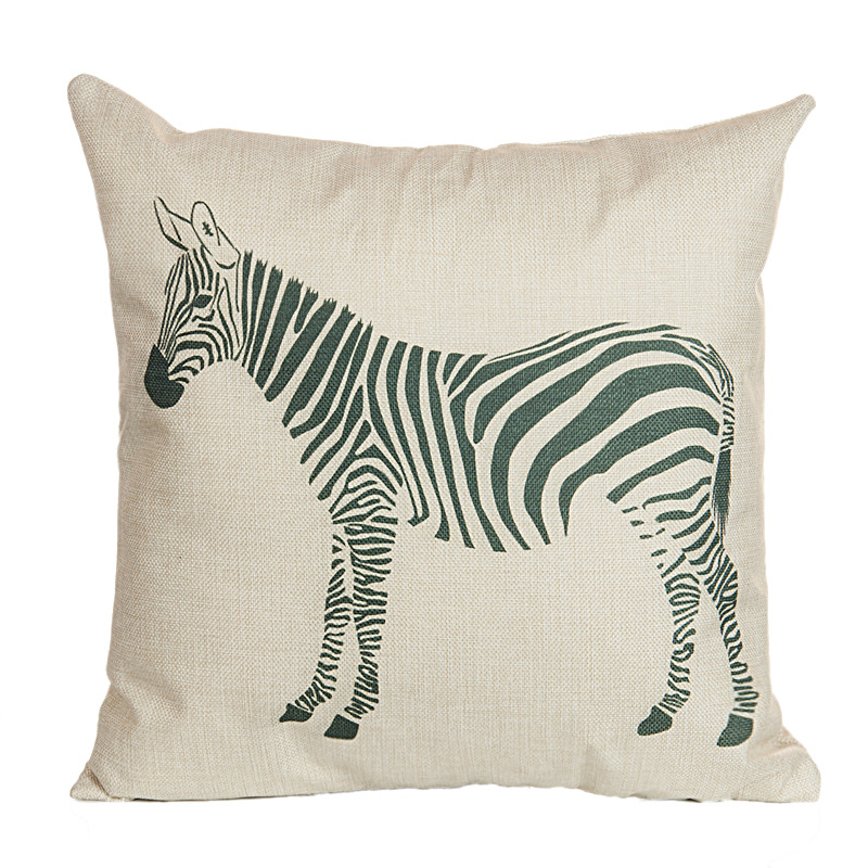 水彩动物斑马棉麻亚麻抱枕靠枕靠垫厂家直销速卖通亚马逊热销