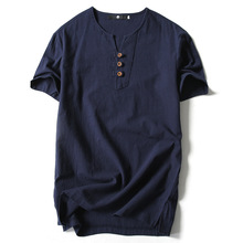 厂家直销 淘宝批发货源 夏季新款男士日系亚麻短袖薄T恤男短袖T恤