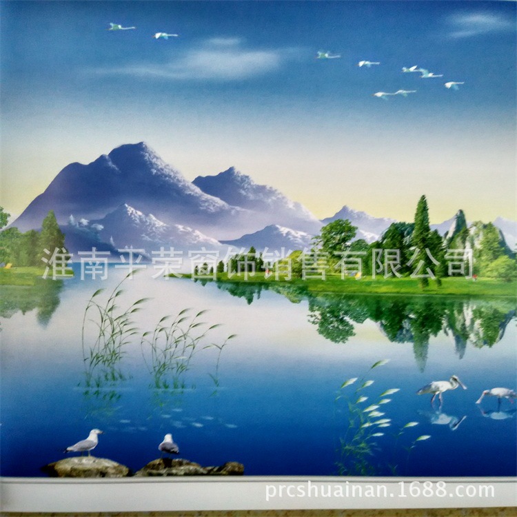 挂帘卷帘风景画山水画拉帘卷式手拉帘