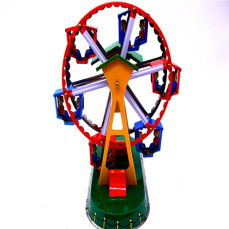 ms434飞天双轮 铁皮摩天轮发条铁皮飞轮玩具