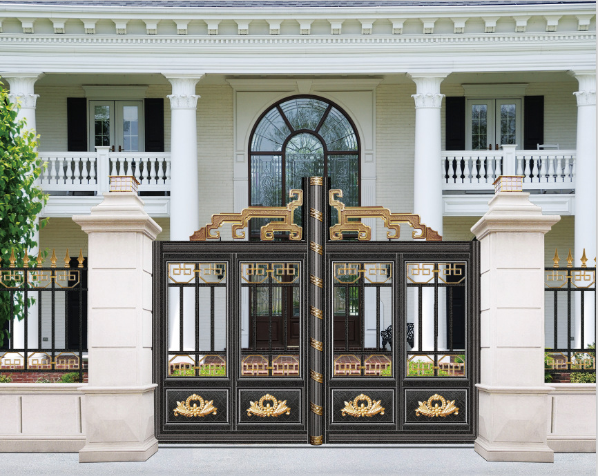 庭院门豪华铝艺大门别墅花园门小区铝合金学校大门欧式复古大门