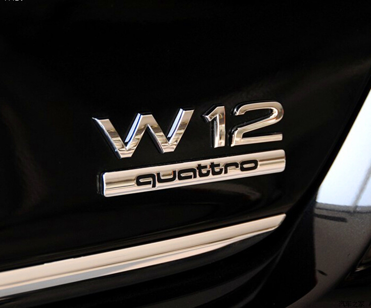 适用奥迪车标w12字标a8l叶子板侧标a6ltt.r8四驱标s8改装车尾标贴