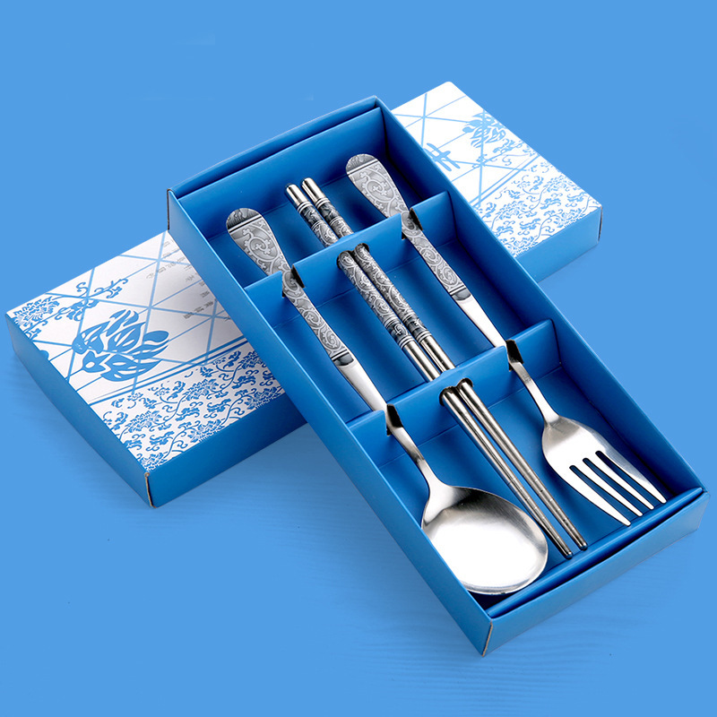 不锈钢餐具盒套装 展会小礼品 活动赠送实用创意礼品一元商品批发