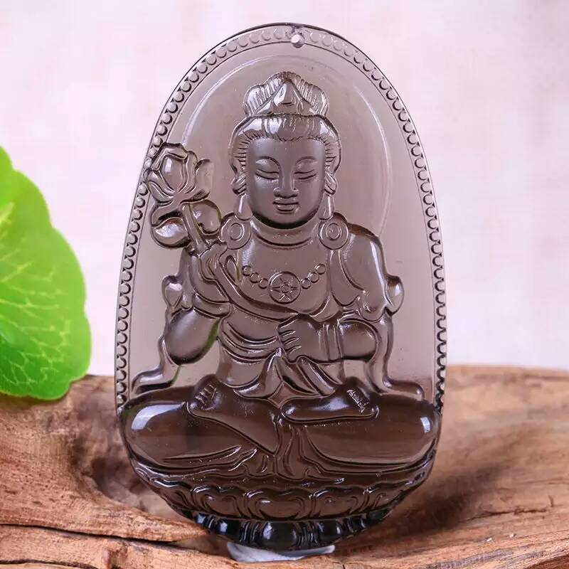 冰种黑曜石大势至菩萨生肖属马守护神本命佛吉祥物吊坠