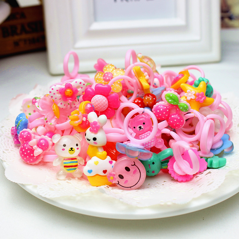 children‘s ring cute resin cartoon transparent mixed batch plastic ring factory 2 yuan shop wholesale