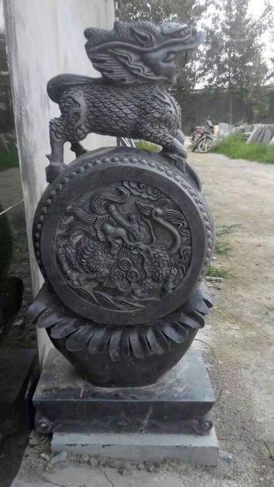 嘉祥石雕城特价供应精品石鼓门口青石狮子石墩 青石摆件