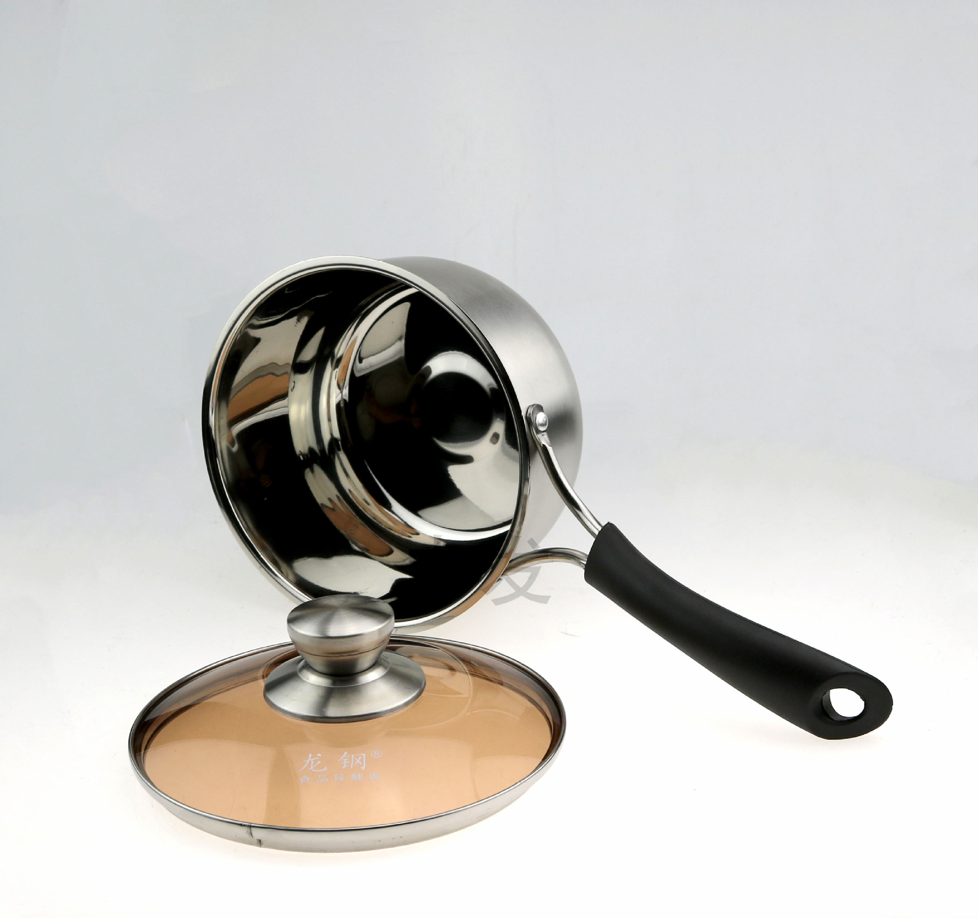 龙钢不锈钢无磁复合钢特厚奶锅 单柄多用汤锅
