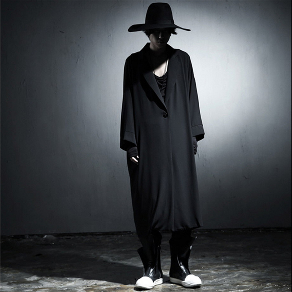 男式春秋新款韩版个性长款披风外套t恤另类非主流休闲潮男款代发