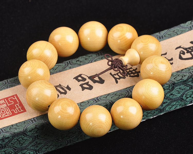 湖北 小叶黄杨木 20mm佛珠手串 顺纹 正圆小孔 手工打磨精工制作