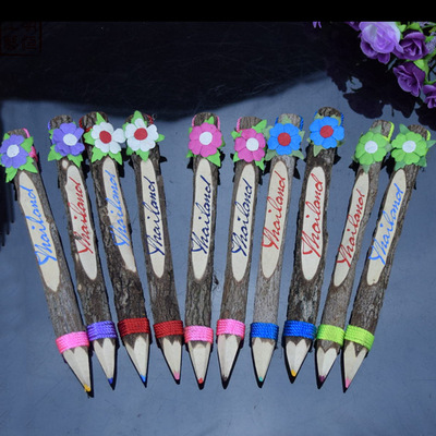 东南亚民族风泰国木质工艺品原木笔景区旅游纪念品创意手工铅笔