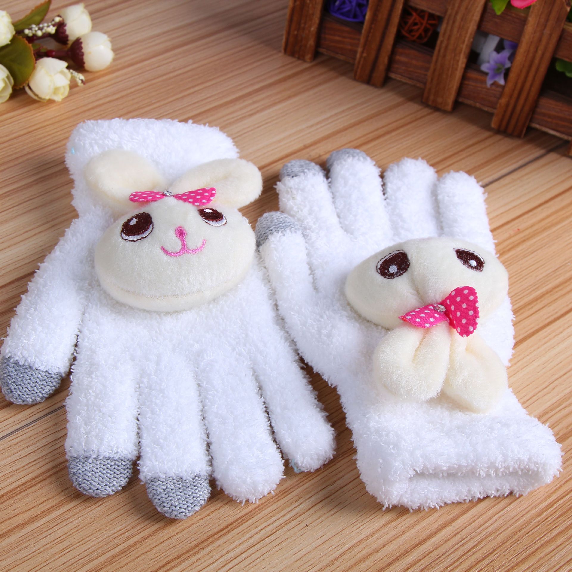 卡通触屏手套 电容屏可触摸屏手套冬季毛线保暖 男女触屏手套批发