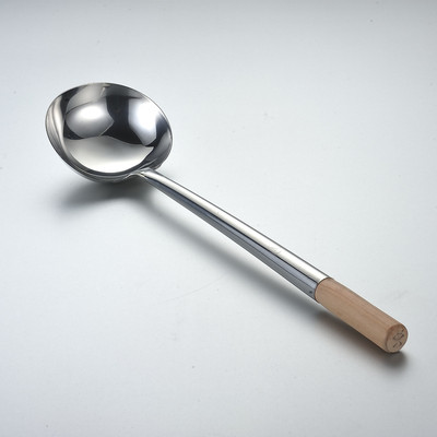 厨师专用炒菜勺锻造不锈钢加厚厨勺手打壳12两酒店批发