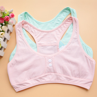 无钢圈少女发育期小背心纯棉工字运动文胸中小学生女薄款内衣批发