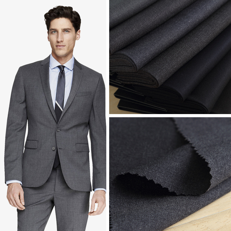 厂家现货弹力布tr黑色工装外套布料斜纹服装西装里布西服面料批发