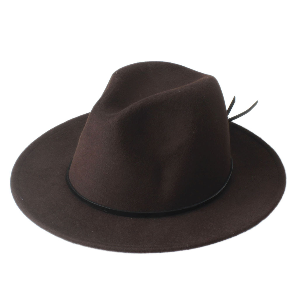 欧美真牛皮许文强爵士帽 上海滩大边礼帽 秋冬男女帽厂家批发