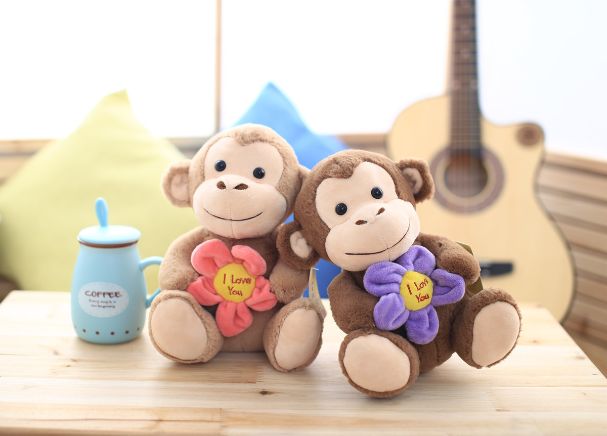 2016年可爱抱花猴子公仔毛绒玩具 猴年吉祥物创意布娃娃厂家批发