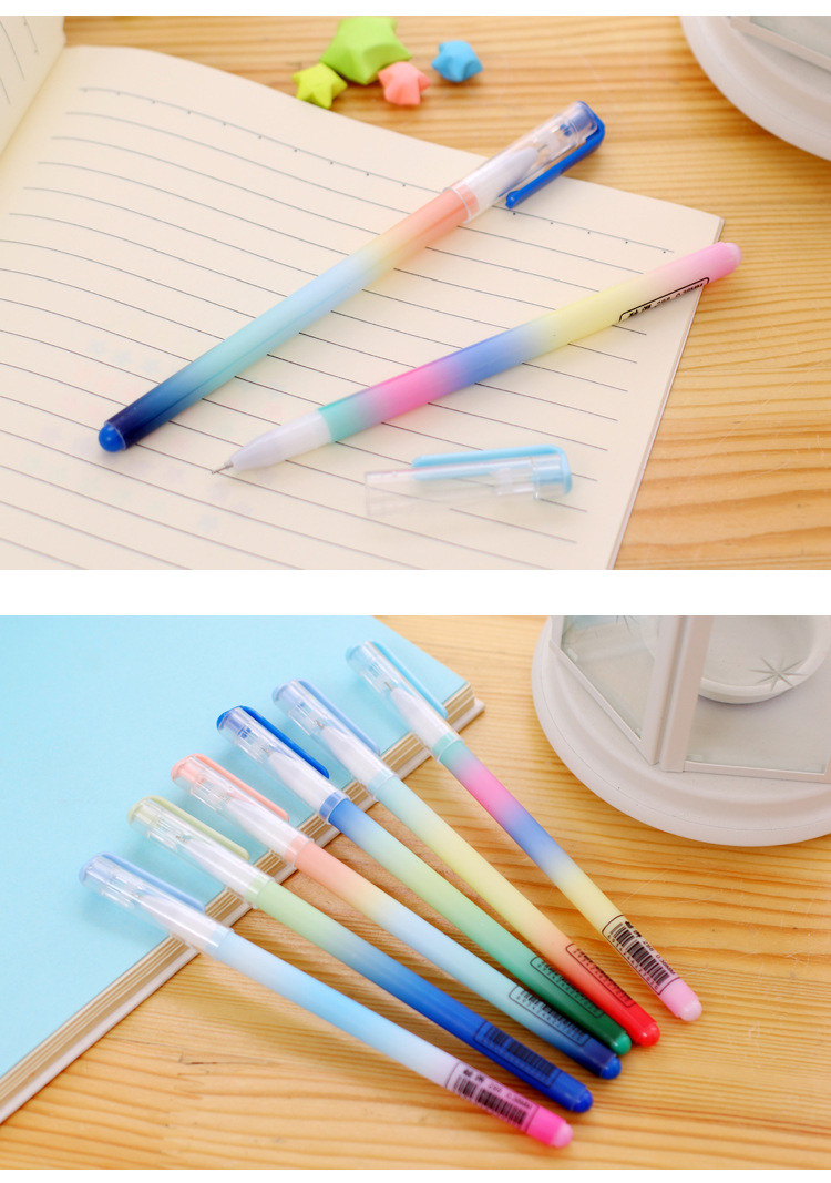 zx008彩色渐变笔杆中性笔 创意学生写