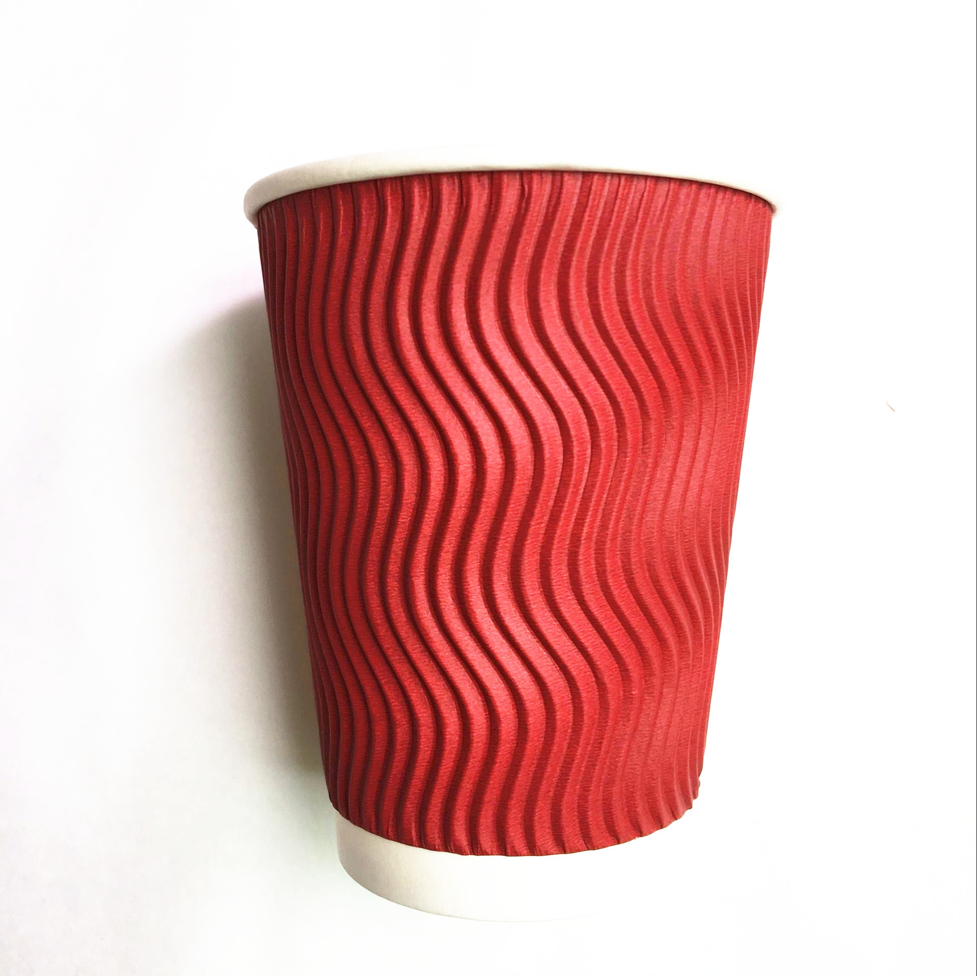 一次性纸杯8a/12/14/16盎司咖啡杯 耐高温防烫s纹瓦楞纸杯现货
