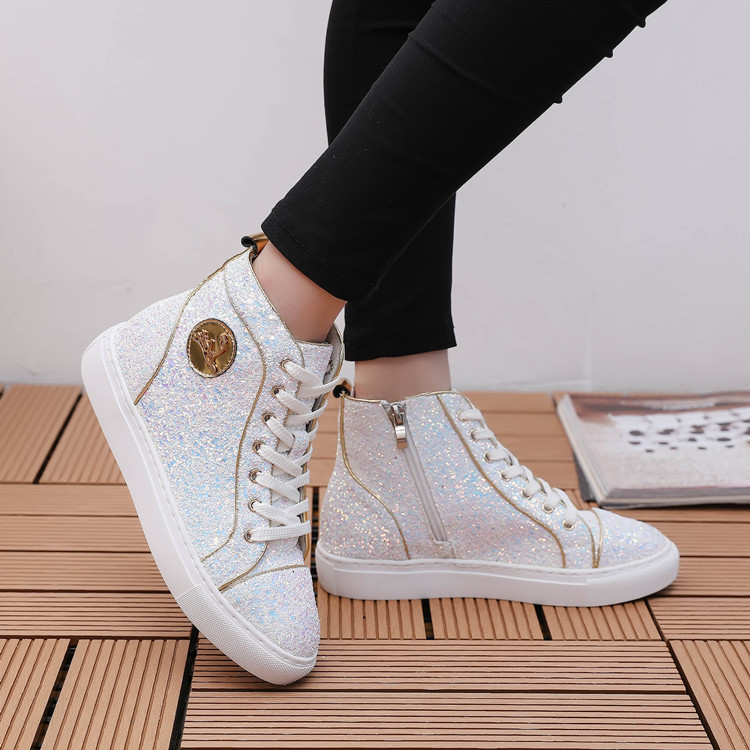 金秋爆版亮闪闪格力特真皮高帮女鞋时装休闲