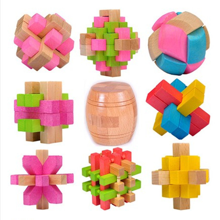 孔明锁九件套 地摊热卖 鲁班锁新奇特小商品儿童益智解锁玩具批发