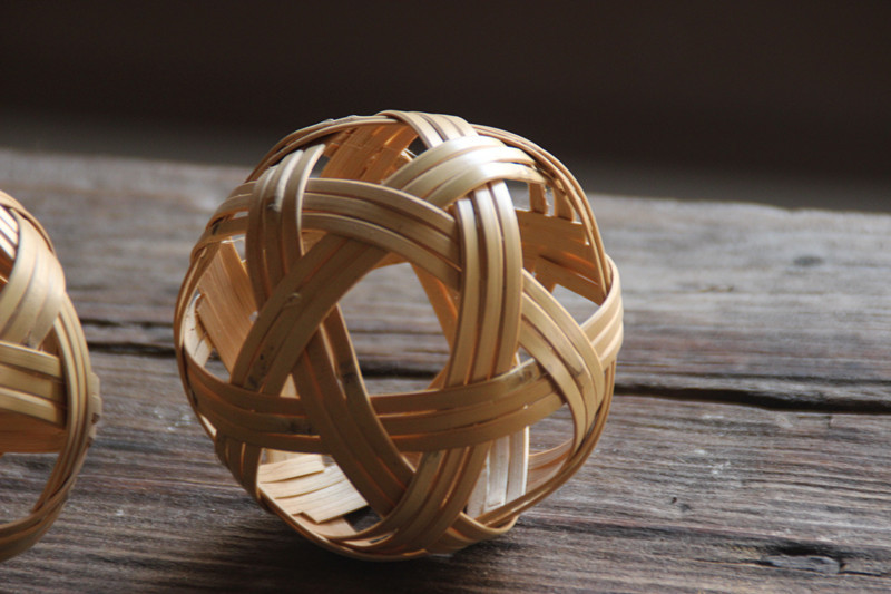 手工编织小竹球 竹编家居摆件 竹编摄影道具 竹宠物玩具