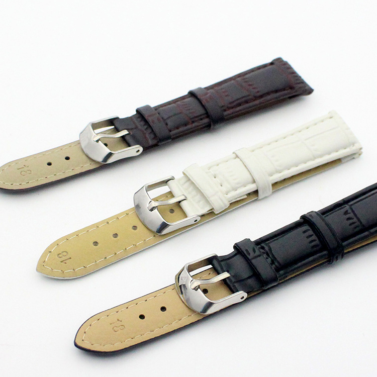 皮表带 黑色棕色白色 男女 通用 竹节花纹革皮表带14 16 18 20