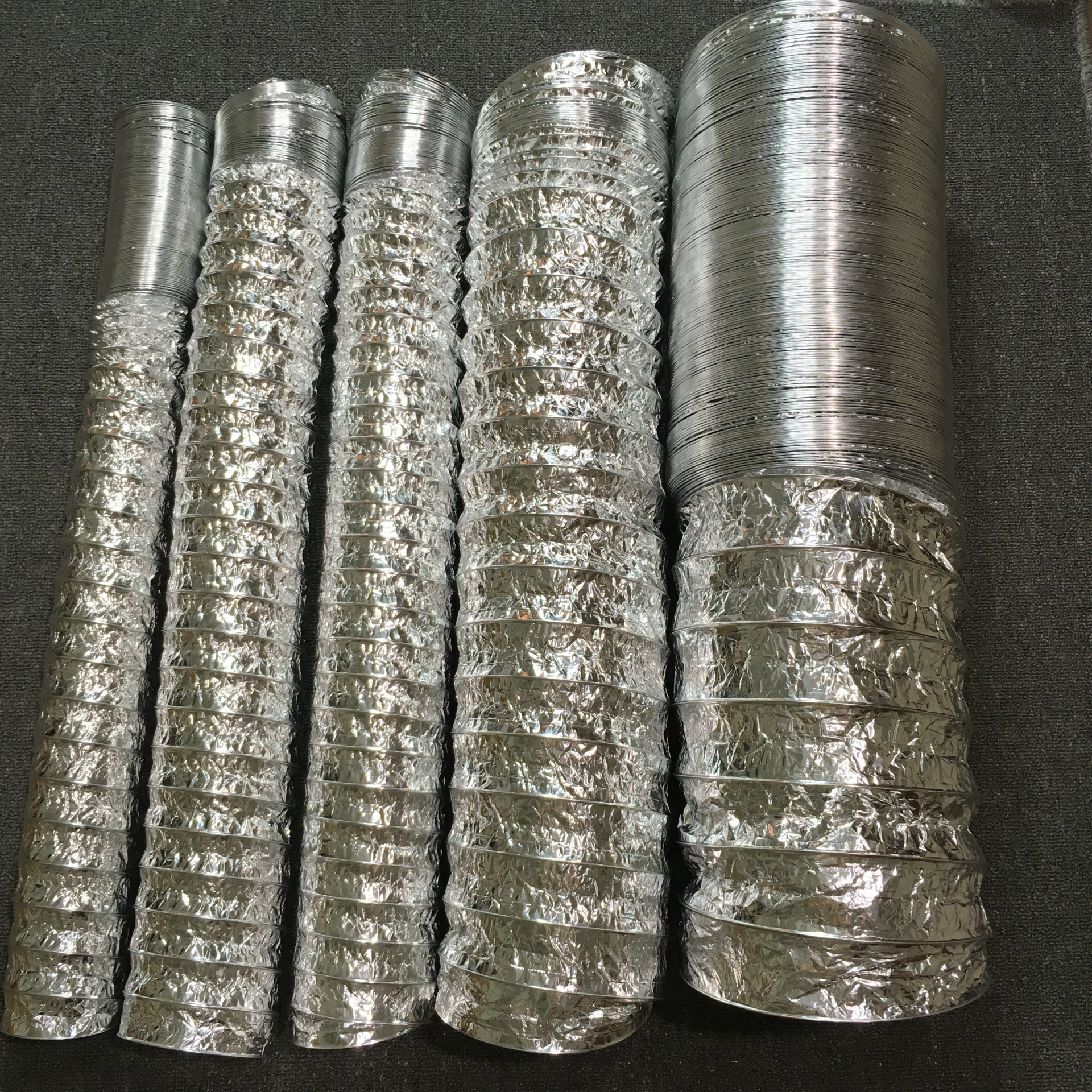 双层铝箔钢丝风管防火耐高温烟管排气抽风管通风伸缩软管100-300