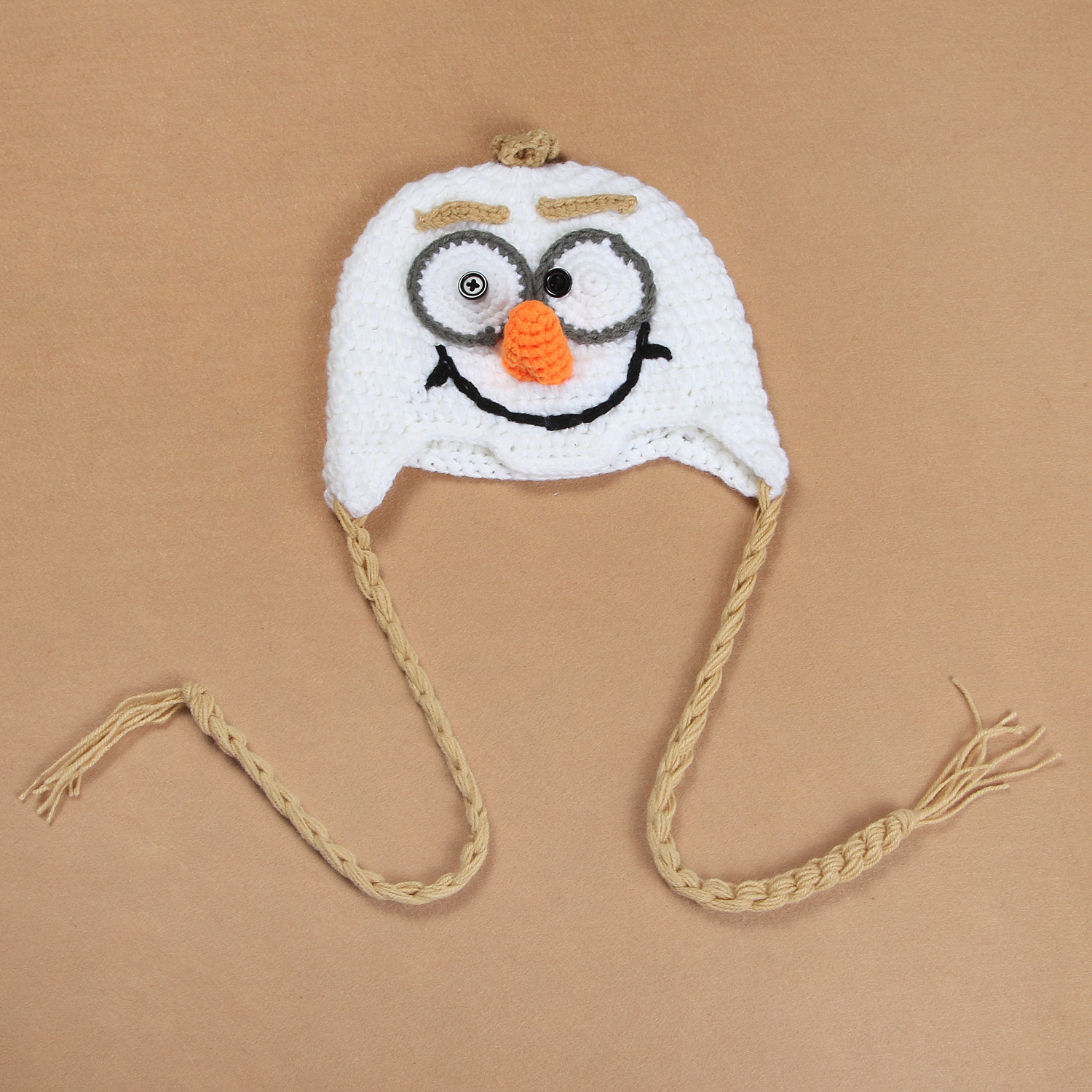 kabe摄01纯手工针织儿童卡通帽 雪宝帽0儿童手工婴儿服装/0/ 造型服