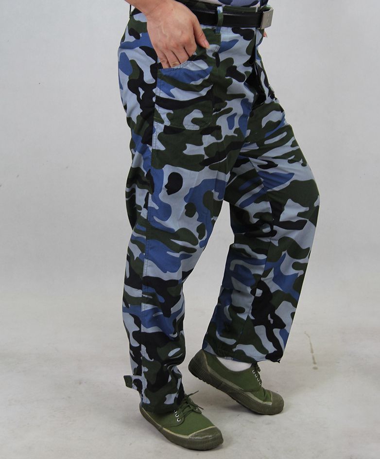 大学军训迷彩裤初中高中学生87军训单裤丛林迷彩军训裤子老海洋绿