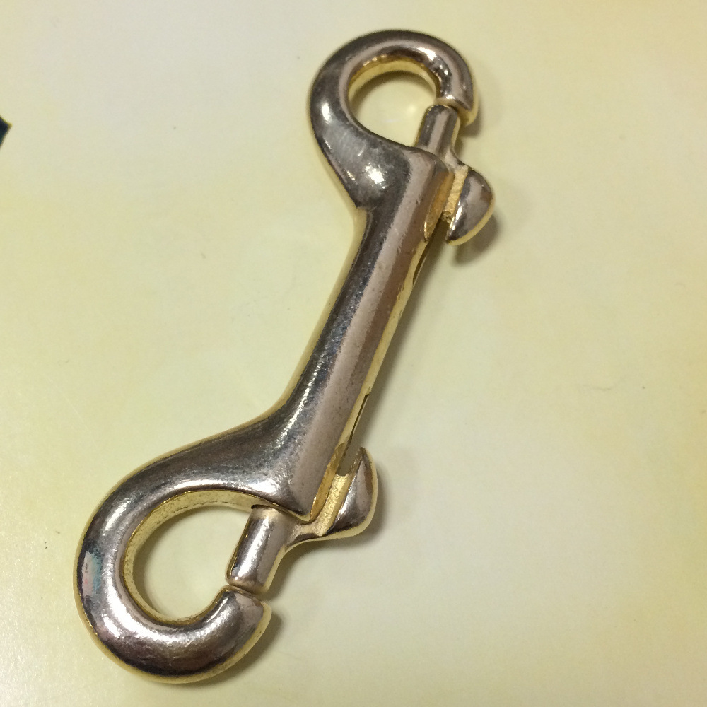 纯铜双头钩p字挂钩黄铜包带宠物固定铜狗扣财布链连接挂钩