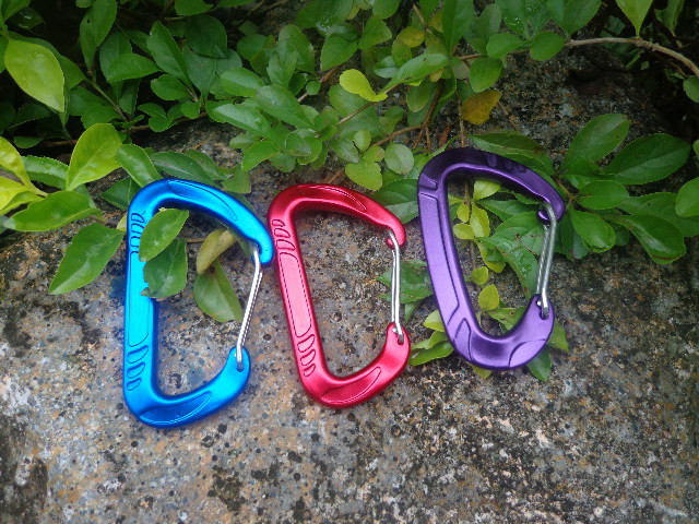 航空铝7075材质d型登山钩快挂-304不锈钢弹杆-吊床专用挂钩-12kn