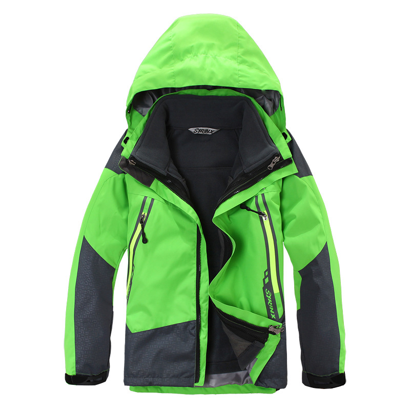 秋冬儿童冲锋衣男女童三合一两件套户外防风防水保暖青少年冲锋衣