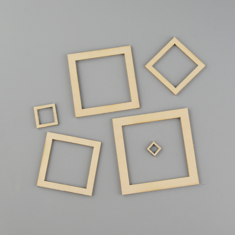 镂空正方形木片层板异形 diy模型手材料激光雕刻 可定制 厚5mm