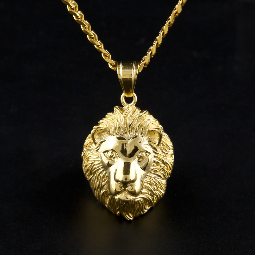 潮爆精品街舞嘻哈项链狮子头吊坠优质欧美销lion necklace