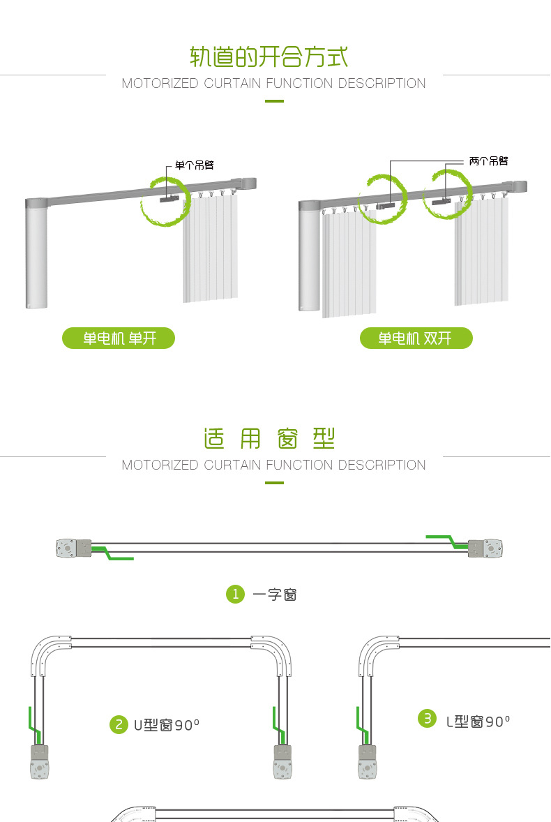 向日葵电动窗帘智能家居自动遥控窗帘kt82开合帘wifi电池电机
