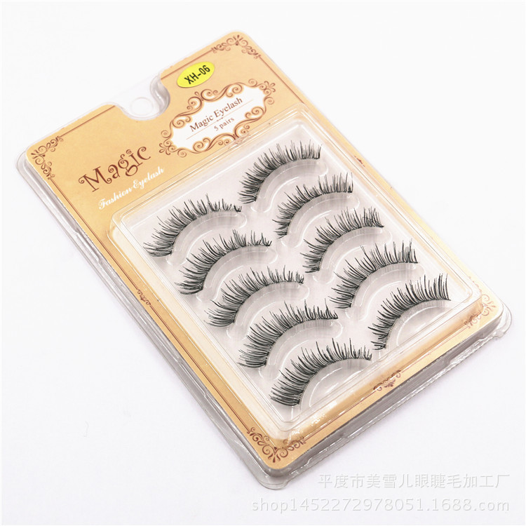 New Pointed Tail Style Five Double Pairs of False Eyelashes Natural Long Eyelash Nude Makeup Soft Eyelash Wholesale XH-06