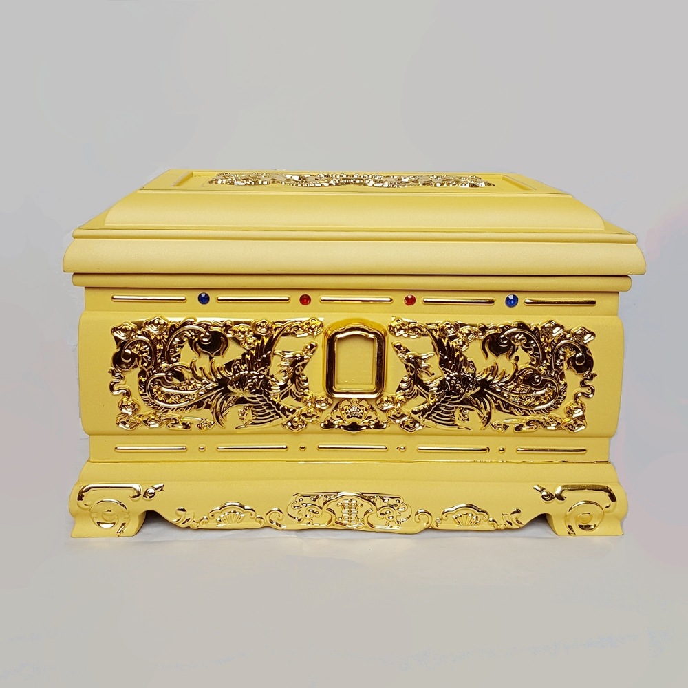 土豪专用【镀金骨灰盒】女用款殡葬用品 寿盒 骨灰罐 骨灰坛 棺材