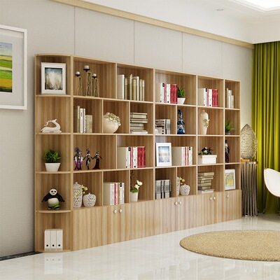 简约文件柜 木质板式书柜自由组合书架展示柜办公室隔断柜子定制
