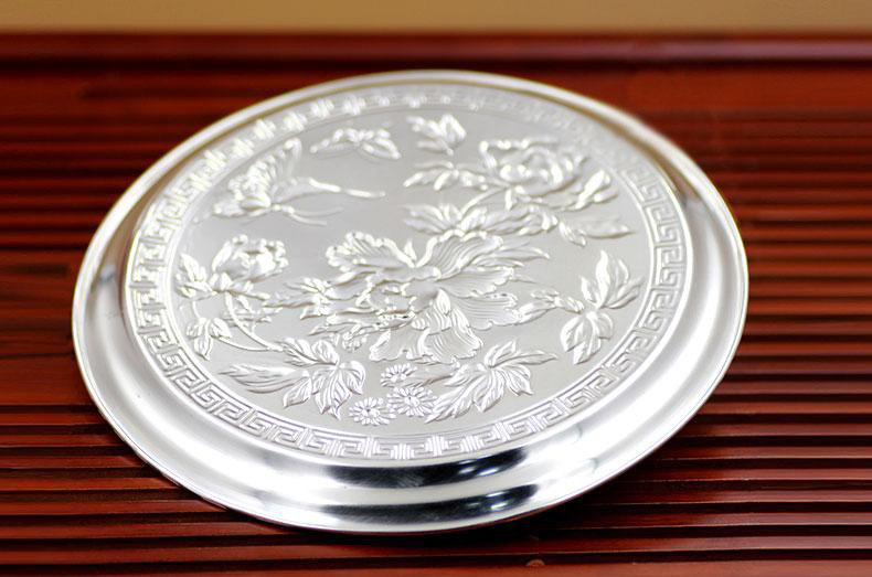 正品纯银盘子 银盘子银茶盘银托盘酒具套装摆件套件