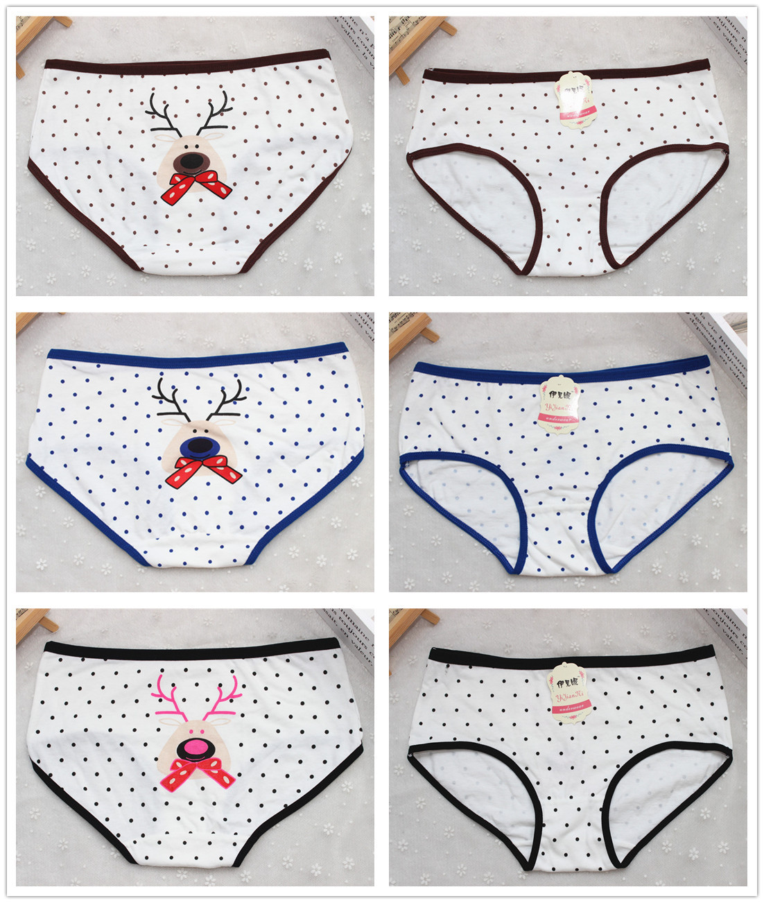 女士内裤 甜 款式:三角裤 功能:透气 腰型:中腰 设计特色:印花 图案