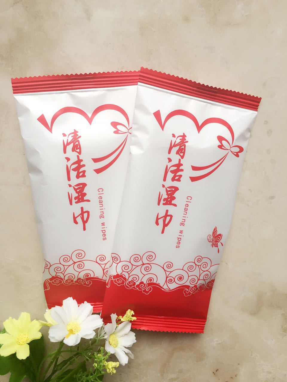 180g印花纤维湿巾 酒店餐饮酒楼会议一次性纤维消毒湿纸巾可定制