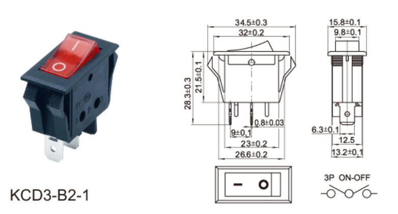 供应大量船型开关 kcd3系列产品 猫眼开关 三脚带灯开关