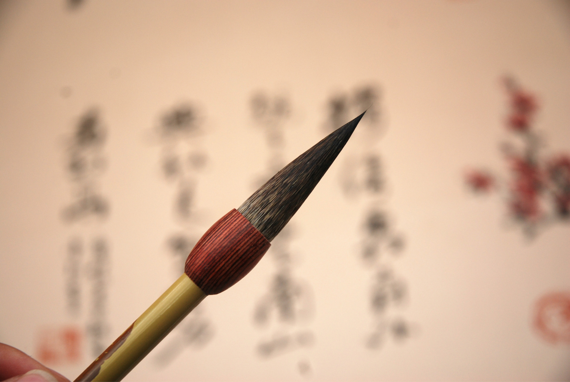 厂家批发陈氏笔庄毛笔 鼠须狼毫毛笔 学生毛笔 狸猫书画高档毛笔